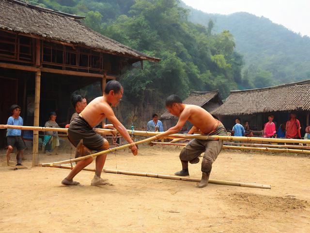 九游体育网站_ 乡村特色竹竿挤拔河，传承传统民俗运动，拔竹竿神器